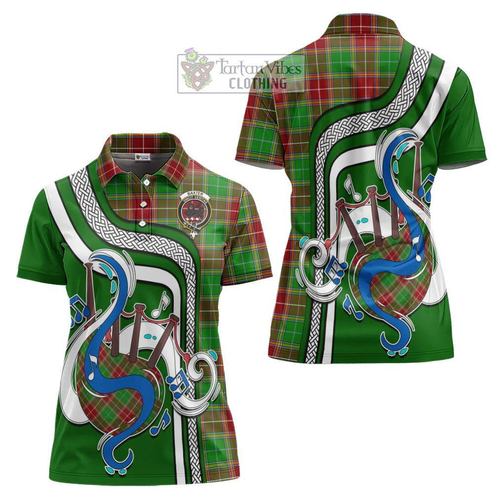 Baxter Modern Tartan Women's Polo Shirt with Epic Bagpipe Style Women - Tartanvibesclothing Shop