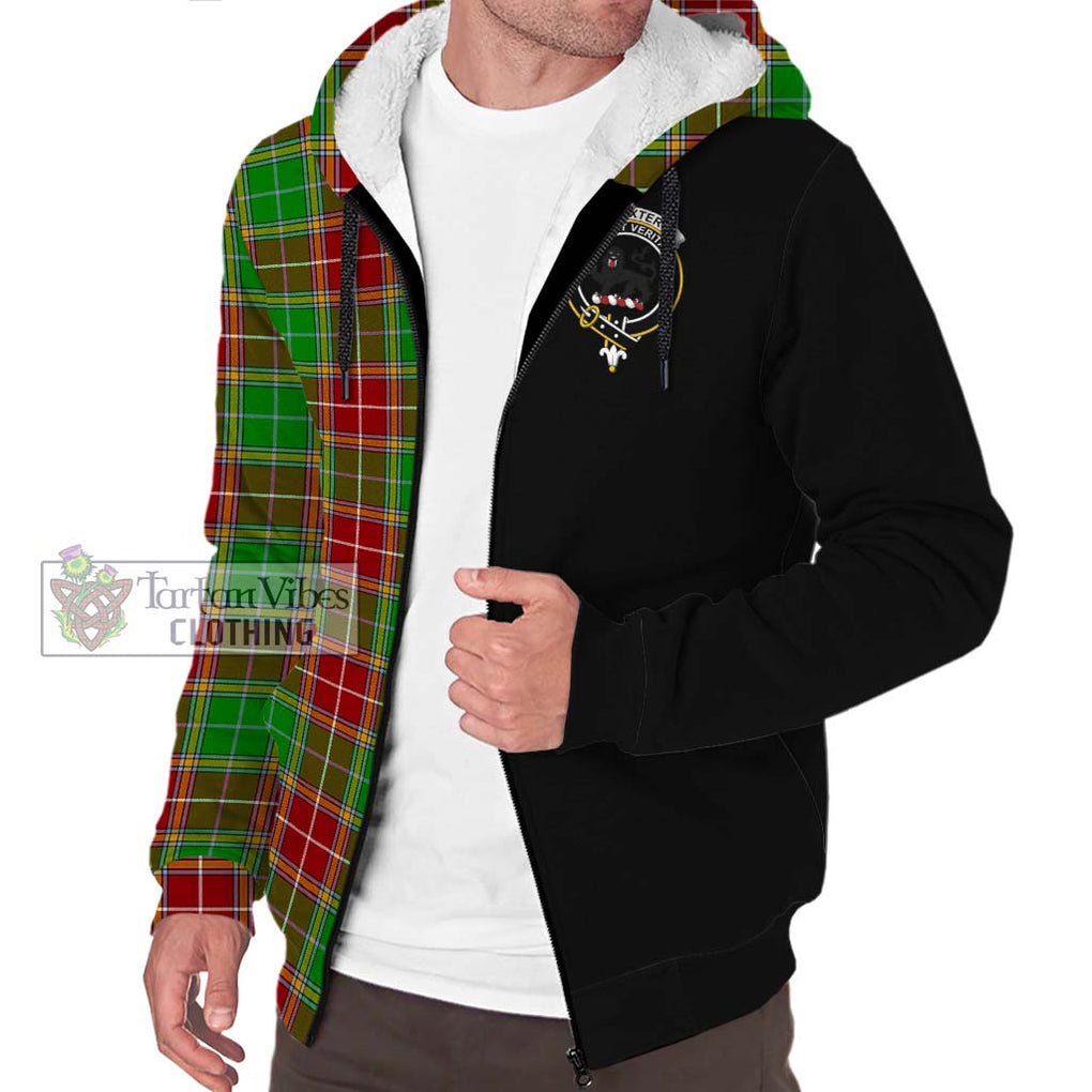 Baxter Modern Tartan Sherpa Hoodie with Family Crest and Half Of Me Style Unisex S - Tartanvibesclothing Shop