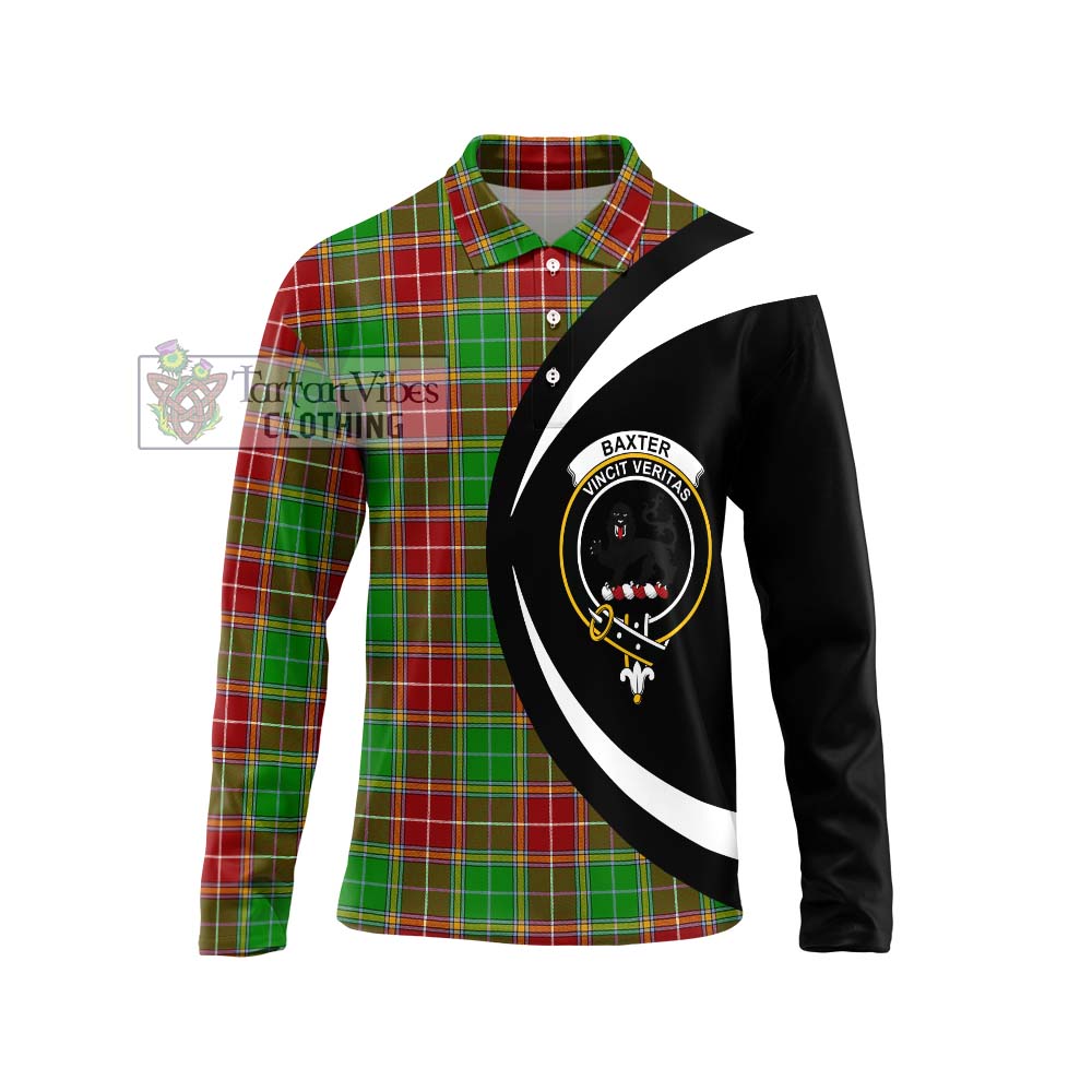 Baxter Modern Tartan Long Sleeve Polo Shirt with Family Crest Circle Style Unisex - Tartan Vibes Clothing