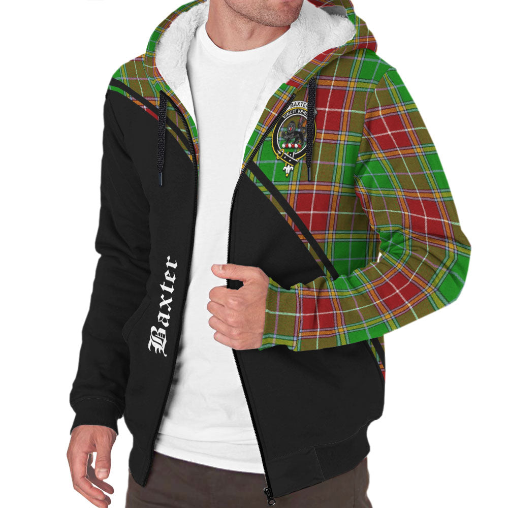 Baxter Modern Tartan Sherpa Hoodie with Family Crest Curve Style Unisex - Tartanvibesclothing