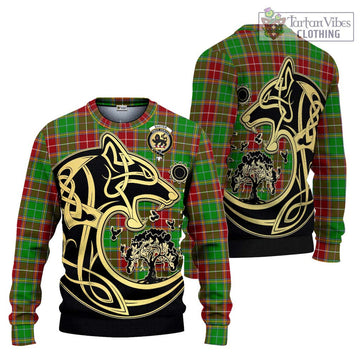 Baxter Modern Tartan Ugly Sweater with Family Crest Celtic Wolf Style