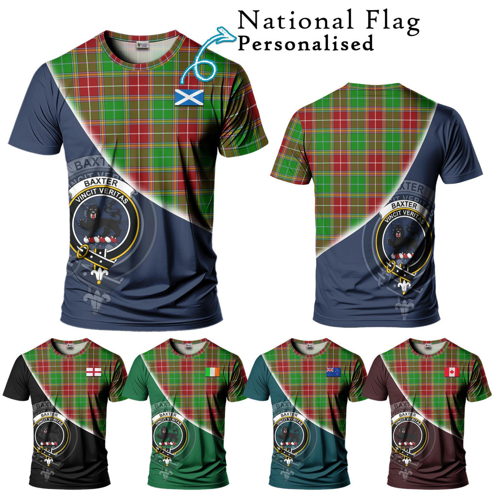 Baxter Modern Tartan T-Shirt with Personalised National Flag and Family Crest Half Style Kid's Shirt - Tartanvibesclothing Shop