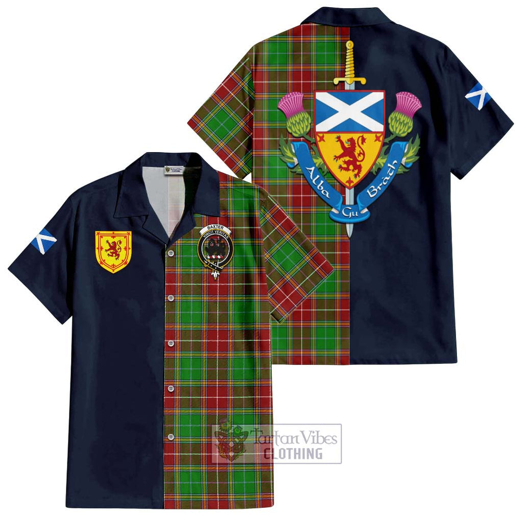 Tartan Vibes Clothing Baxter Modern Tartan Short Sleeve Button Shirt with Scottish Lion Royal Arm Half Style