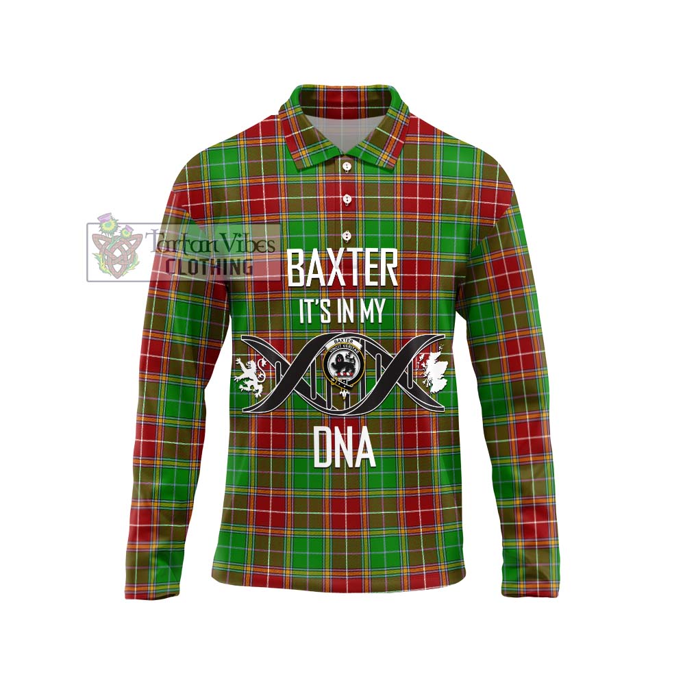 Baxter Modern Tartan Long Sleeve Polo Shirt with Family Crest DNA In Me Style Unisex - Tartanvibesclothing Shop