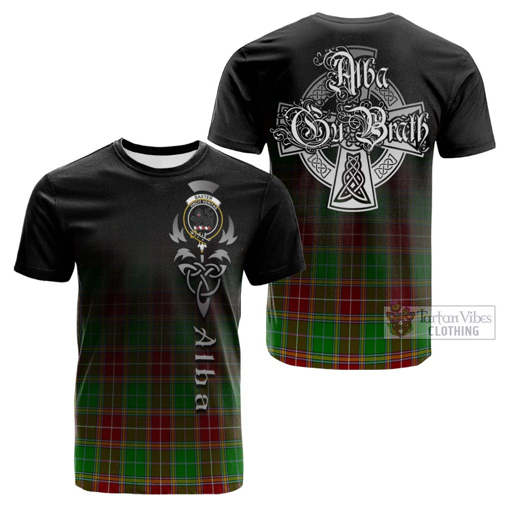 Tartan Vibes Clothing Baxter Modern Tartan Cotton T-shirt Featuring Alba Gu Brath Family Crest Celtic Inspired