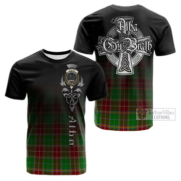 Baxter Modern Tartan Cotton T-shirt Featuring Alba Gu Brath Family Crest Celtic Inspired