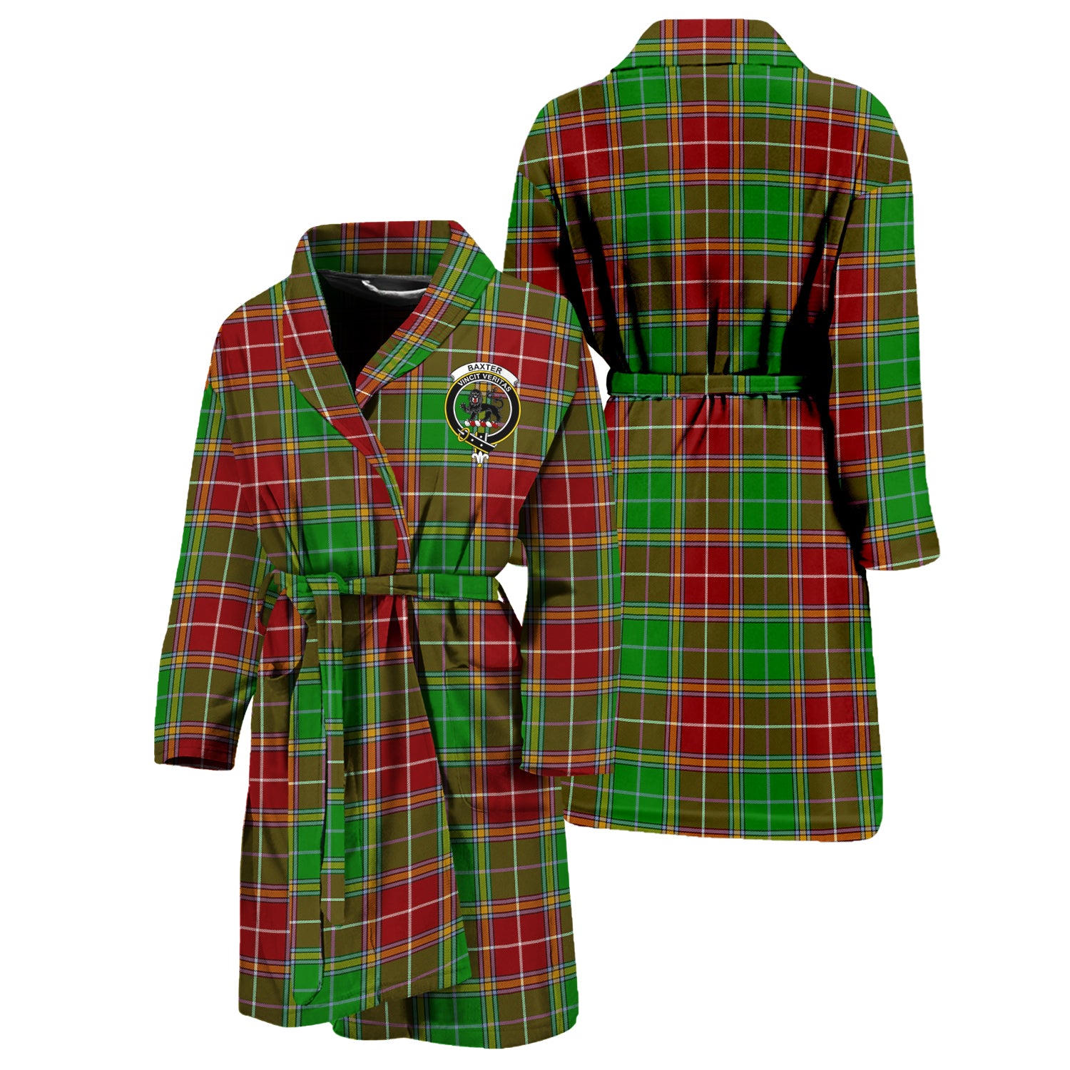 Baxter Modern Tartan Bathrobe with Family Crest Unisex S - Tartan Vibes Clothing