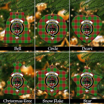 Baxter Modern Tartan Christmas Ceramic Ornaments with Family Crest