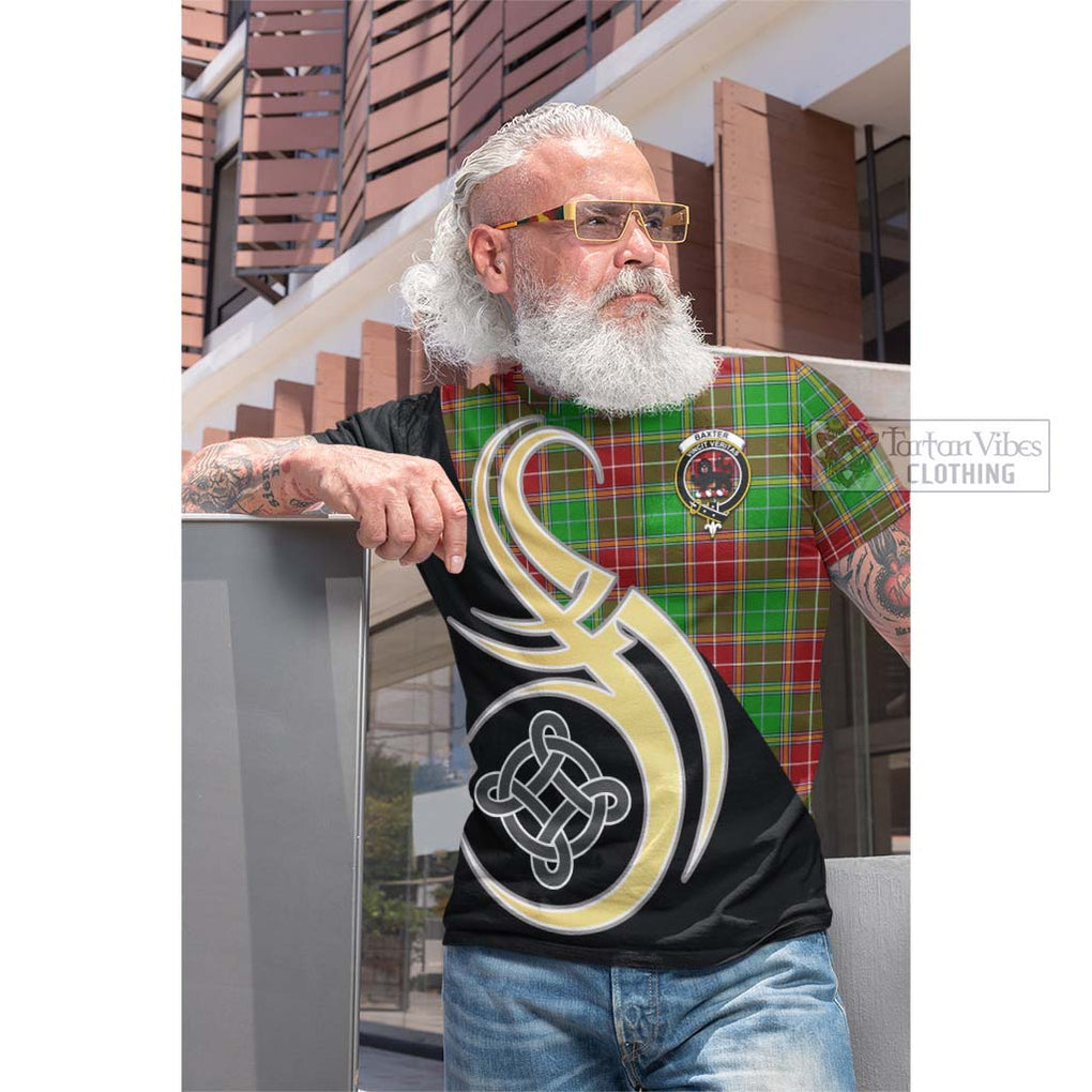 Tartan Vibes Clothing Baxter Modern Tartan Cotton T-shirt with Family Crest and Celtic Symbol Style