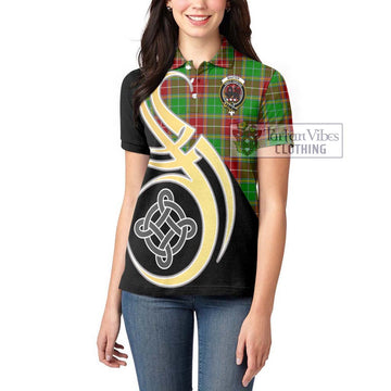 Baxter Modern Tartan Women's Polo Shirt with Family Crest and Celtic Symbol Style