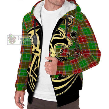 Baxter Modern Tartan Sherpa Hoodie with Family Crest Celtic Wolf Style