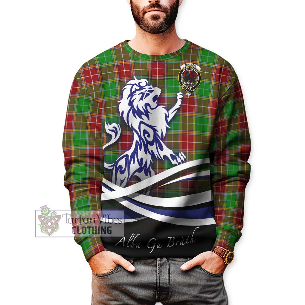 Baxter Modern Tartan Sweatshirt with Alba Gu Brath Regal Lion Emblem Unisex - Tartanvibesclothing Shop