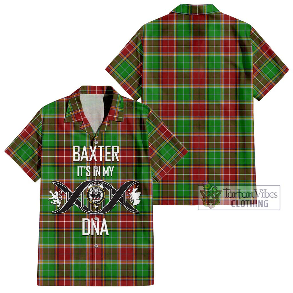 Baxter Modern Tartan Short Sleeve Button Shirt with Family Crest DNA In Me Style Kid - Tartanvibesclothing Shop