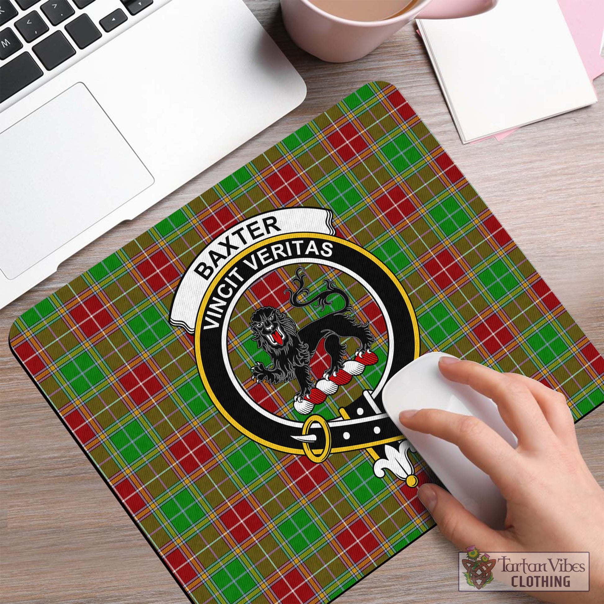 Tartan Vibes Clothing Baxter Modern Tartan Mouse Pad with Family Crest