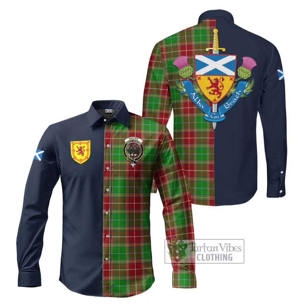 Tartan Vibes Clothing Baxter Modern Tartan Long Sleeve Button Shirt with Scottish Lion Royal Arm Half Style