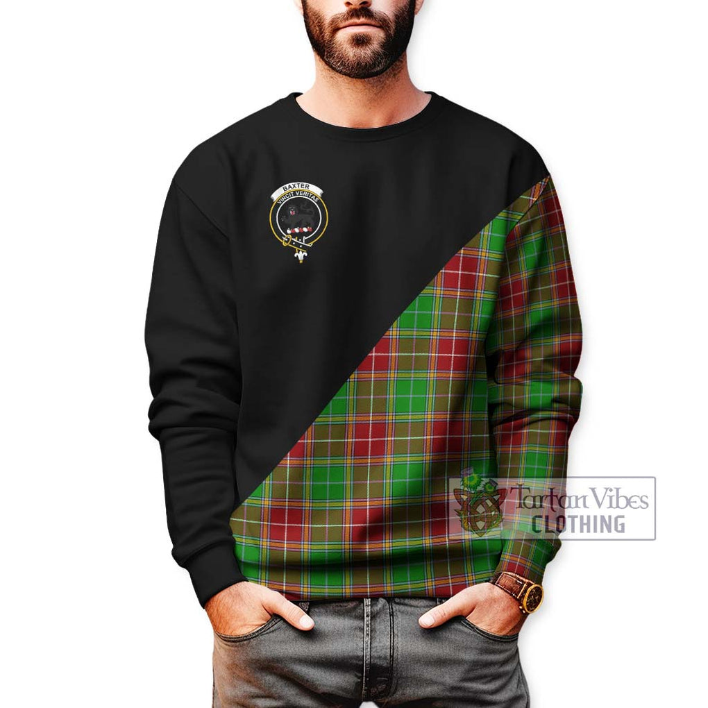 Baxter Modern Tartan Sweatshirt with Family Crest and Military Logo Style Unisex - Tartanvibesclothing Shop