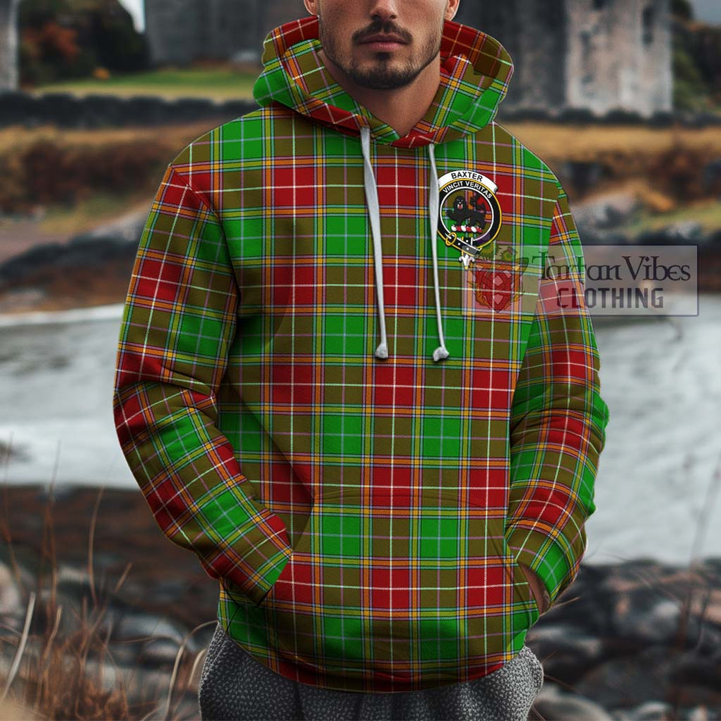 Baxter Modern Tartan Cotton Hoodie with Family Crest Pullover Hoodie XS - Tartan Vibes Clothing