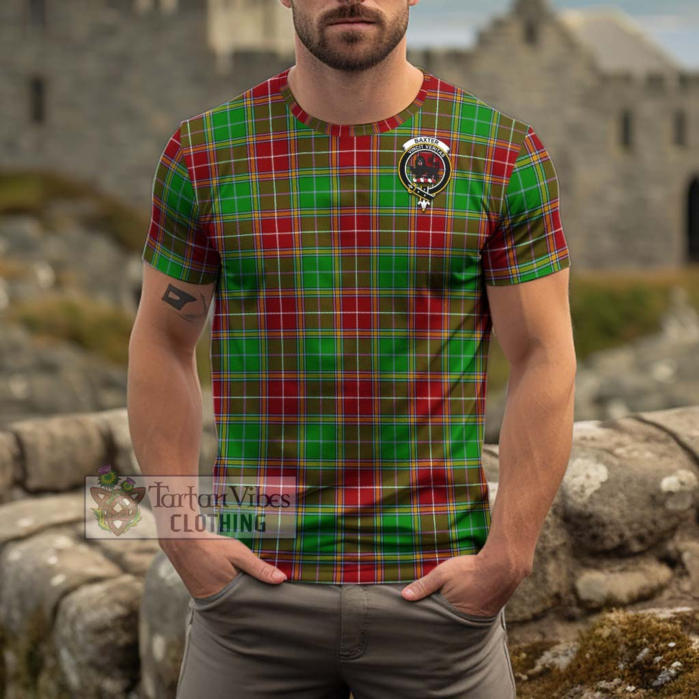 Baxter Modern Tartan Cotton T-Shirt with Family Crest Men's Shirt - Tartanvibesclothing Shop