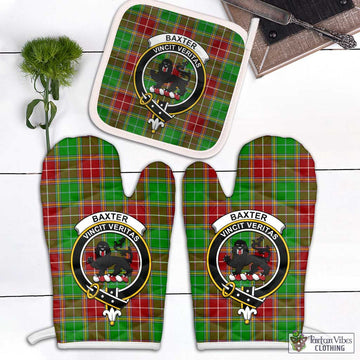 Baxter Modern Tartan Combo Oven Mitt & Pot-Holder with Family Crest