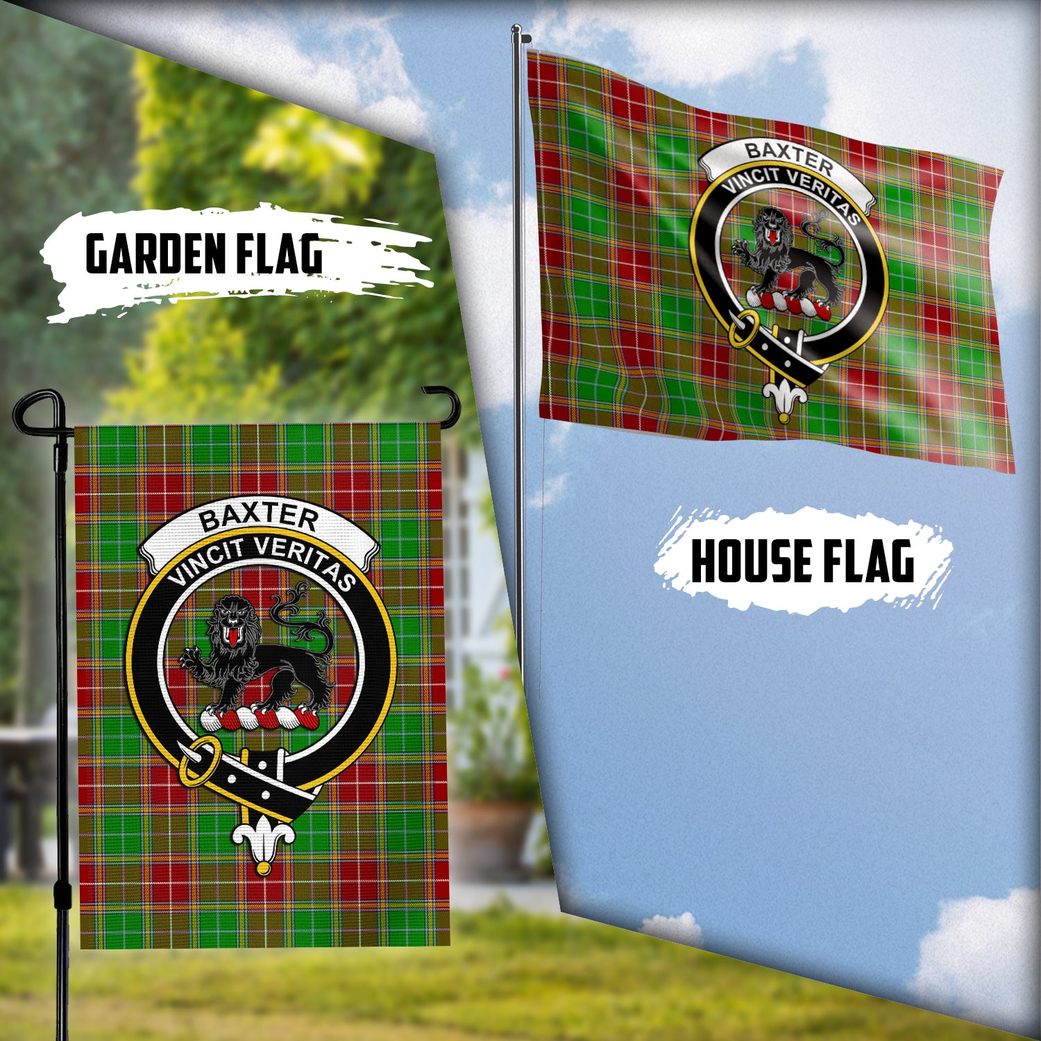 Baxter Modern Tartan Flag with Family Crest Garden Flag (Vertical) - Tartanvibesclothing