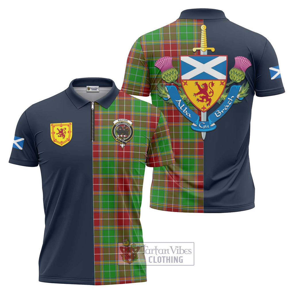 Tartan Vibes Clothing Baxter Modern Tartan Zipper Polo Shirt with Scottish Lion Royal Arm Half Style