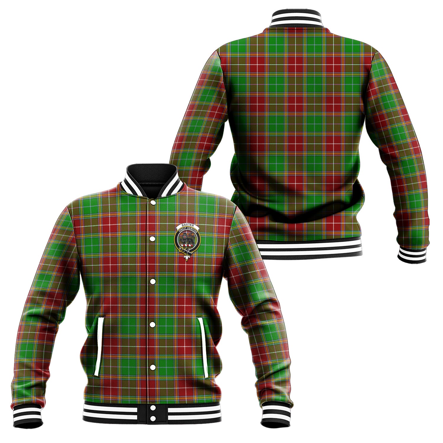 Baxter Modern Tartan Baseball Jacket with Family Crest Unisex - Tartan Vibes Clothing