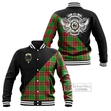 Baxter Modern Tartan Baseball Jacket with Family Crest and Military Logo Style