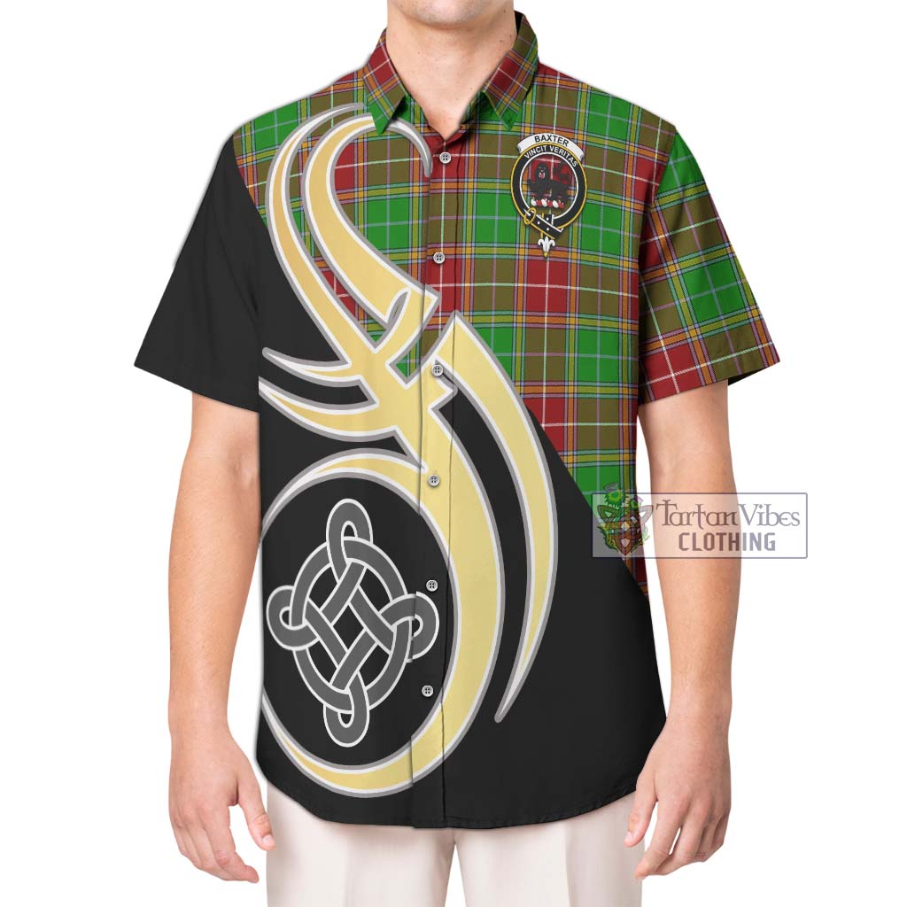 Baxter Modern Tartan Short Sleeve Button Shirt with Family Crest and Celtic Symbol Style Kid - Tartan Vibes Clothing