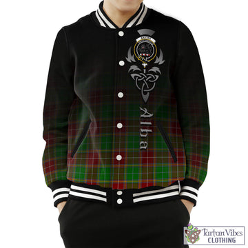 Baxter Modern Tartan Baseball Jacket Featuring Alba Gu Brath Family Crest Celtic Inspired