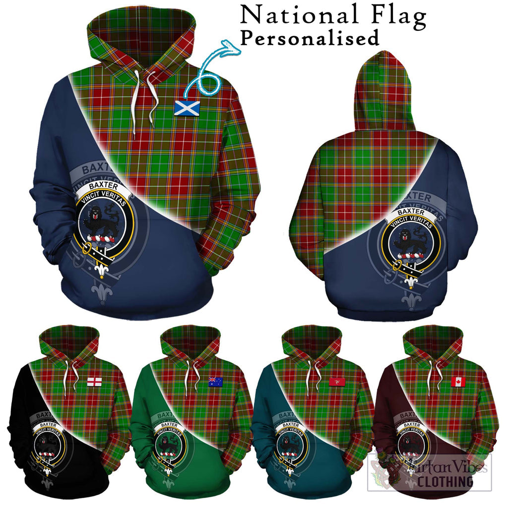 Baxter Modern Tartan Hoodie with Personalised National Flag and Family Crest Half Style Zip Hoodie - Tartanvibesclothing Shop