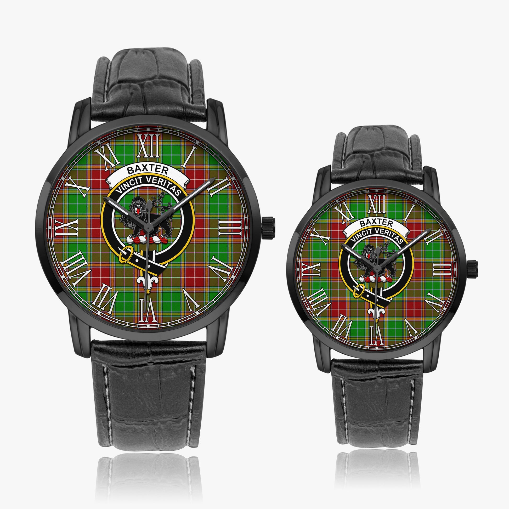 Baxter Modern Tartan Family Crest Leather Strap Quartz Watch - Tartanvibesclothing