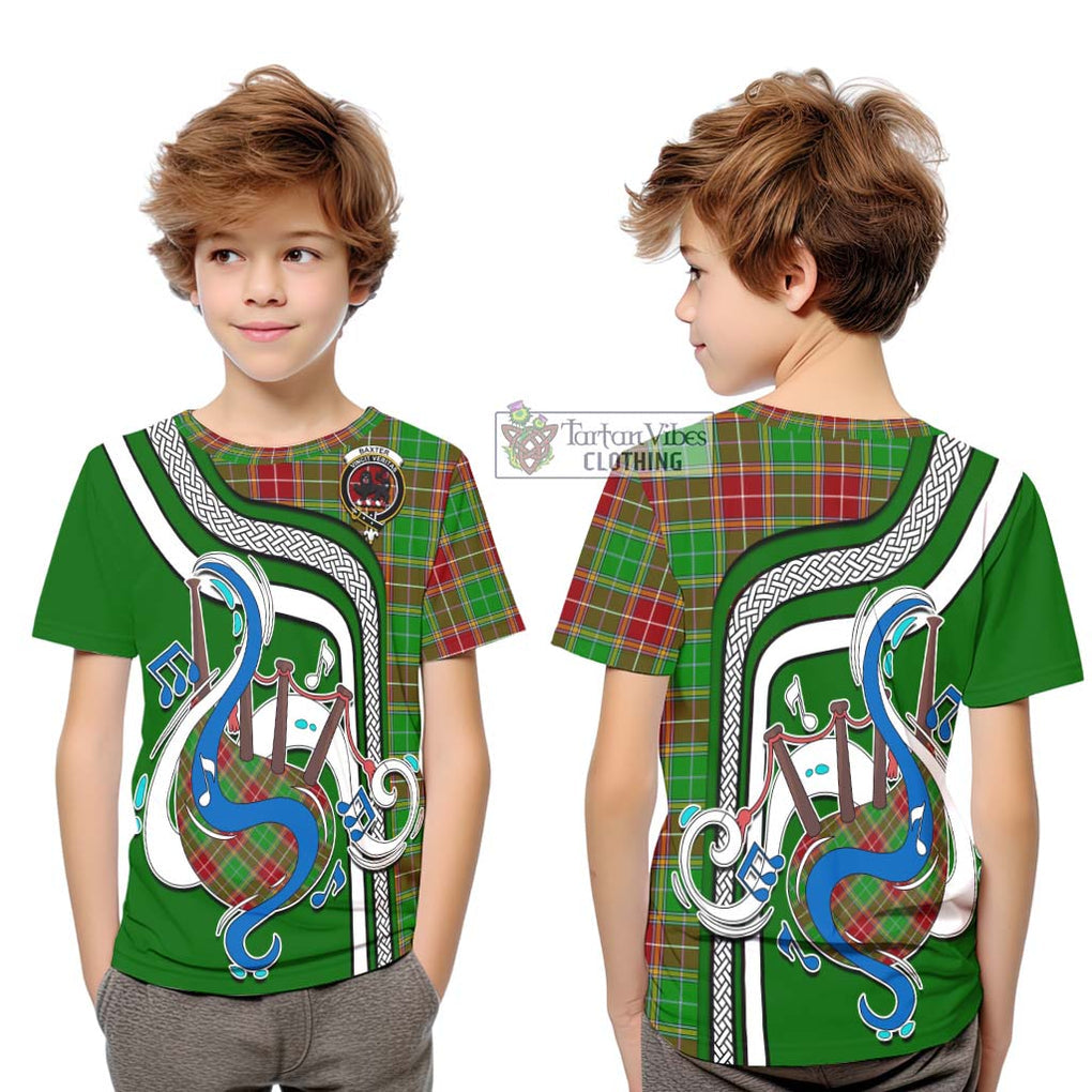 Tartan Vibes Clothing Baxter Modern Tartan Kid T-Shirt with Epic Bagpipe Style