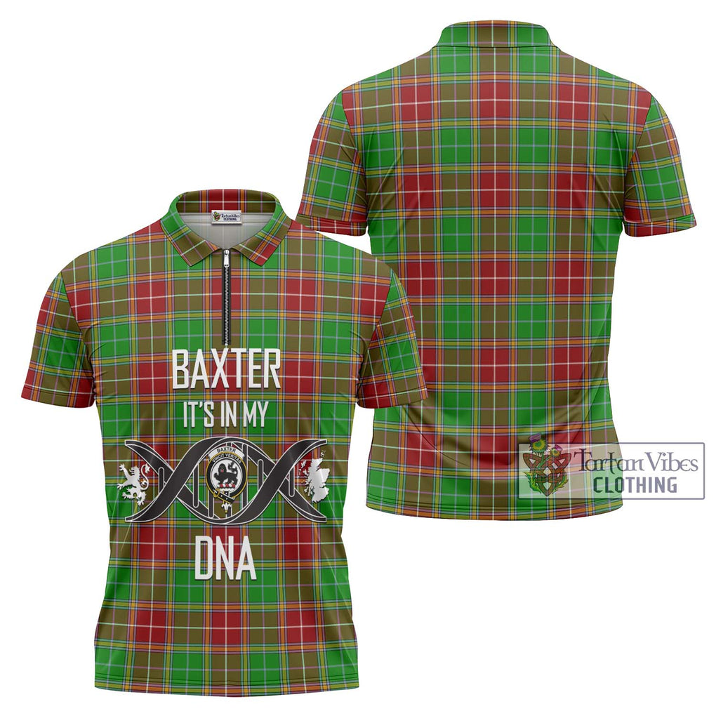 Baxter Modern Tartan Zipper Polo Shirt with Family Crest DNA In Me Style Unisex - Tartanvibesclothing Shop