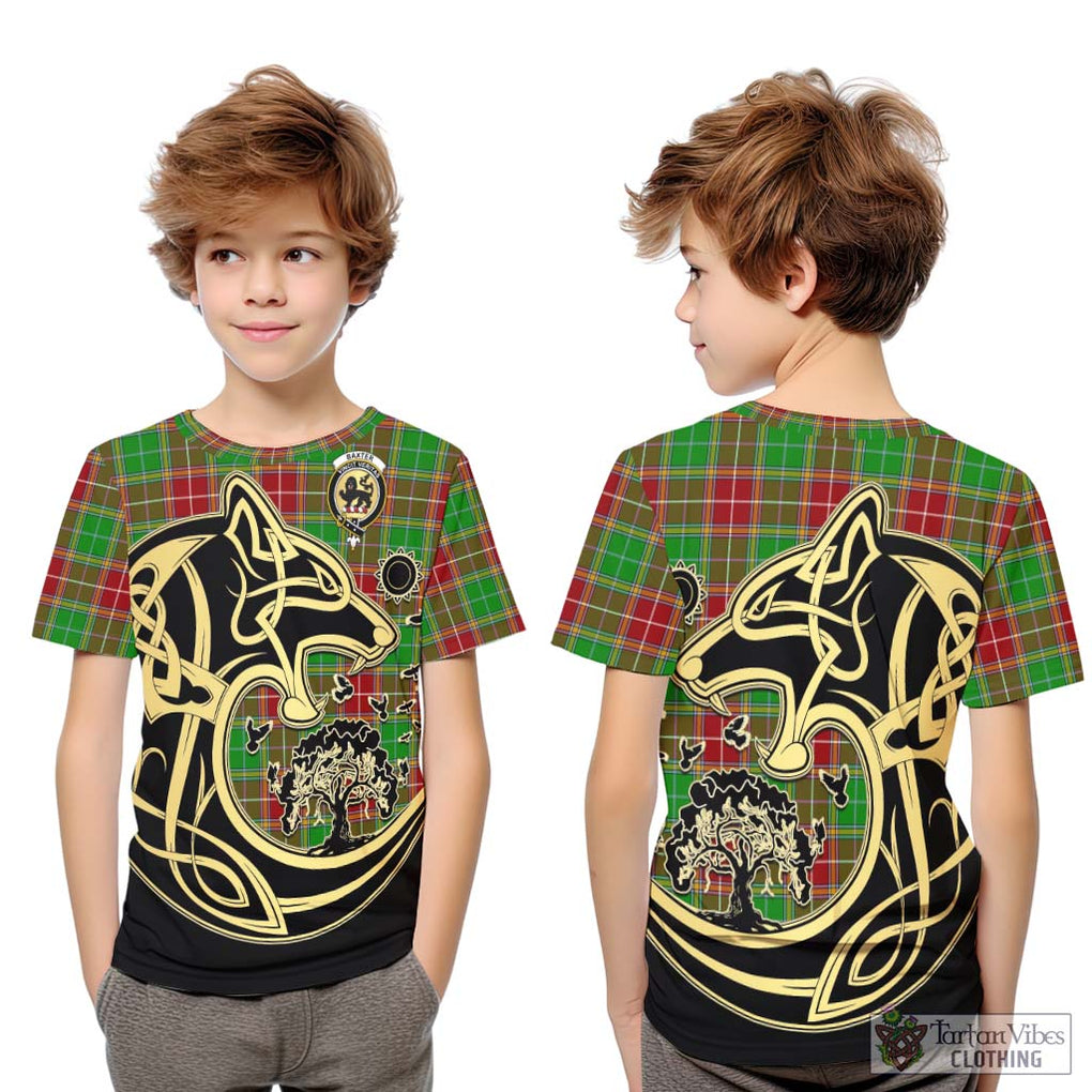 Baxter Modern Tartan Kid T-Shirt with Family Crest Celtic Wolf Style Youth XL Size14 - Tartan Vibes Clothing