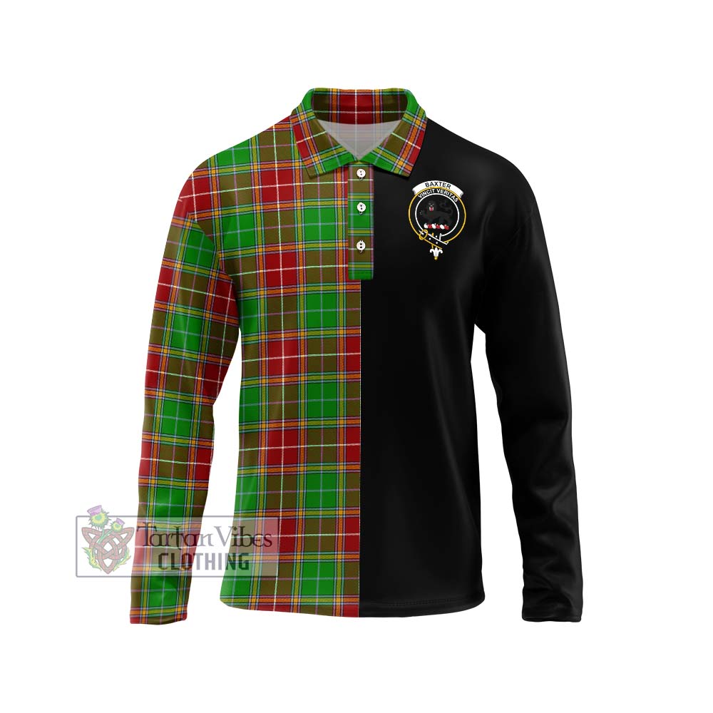 Baxter Modern Tartan Long Sleeve Polo Shirt with Family Crest and Half Of Me Style Unisex - Tartanvibesclothing Shop