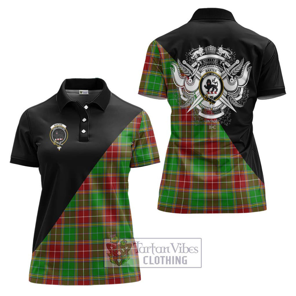 Baxter Modern Tartan Women's Polo Shirt with Family Crest and Military Logo Style Women - Tartanvibesclothing Shop