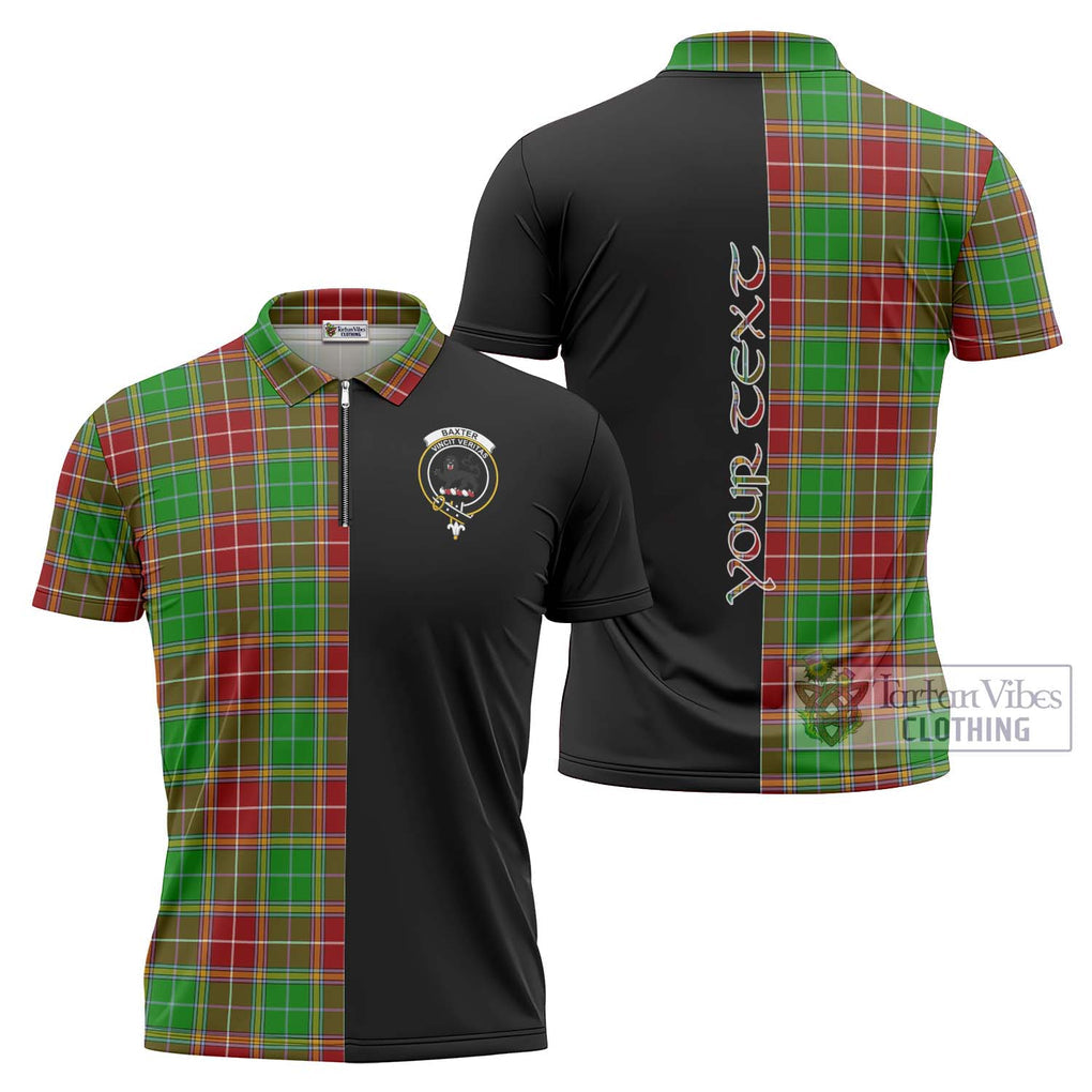 Baxter Modern Tartan Zipper Polo Shirt with Family Crest and Half Of Me Style Unisex - Tartanvibesclothing Shop