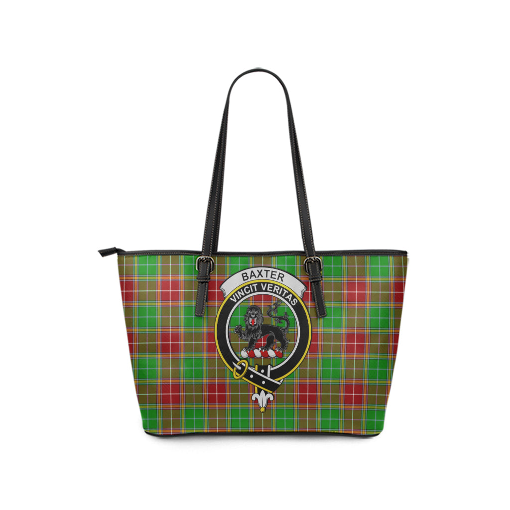 Baxter Modern Tartan Leather Tote Bag with Family Crest - Tartanvibesclothing