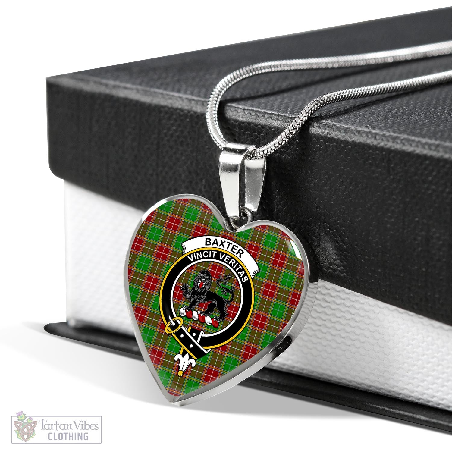 Tartan Vibes Clothing Baxter Modern Tartan Heart Necklace with Family Crest