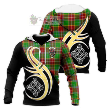 Baxter Modern Tartan Knitted Hoodie with Family Crest and Celtic Symbol Style