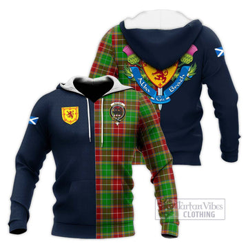 Baxter Modern Tartan Knitted Hoodie Alba with Scottish Lion Royal Arm Half Style