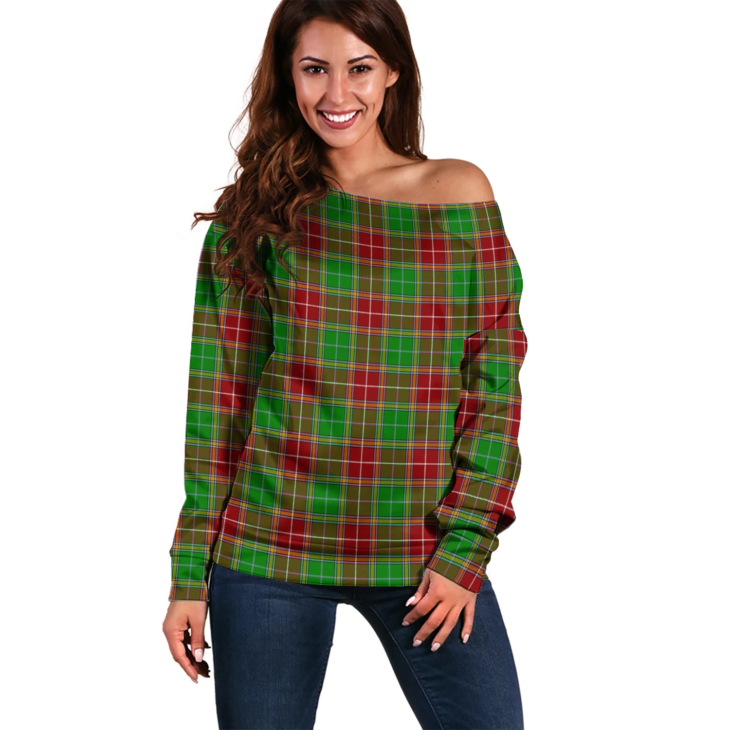 Baxter Modern Tartan Off Shoulder Women Sweater Women - Tartanvibesclothing