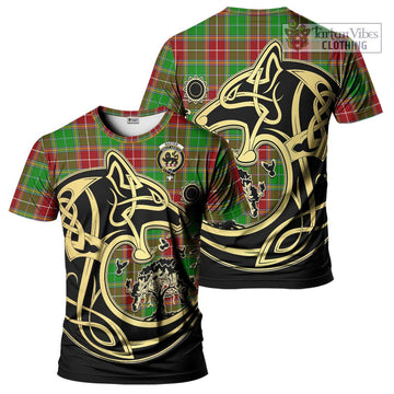 Baxter Modern Tartan T-Shirt with Family Crest Celtic Wolf Style