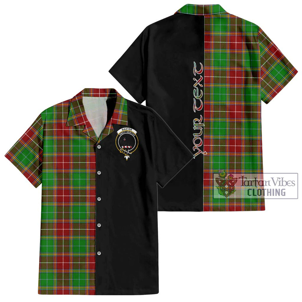 Baxter Modern Tartan Short Sleeve Button Shirt with Family Crest and Half Of Me Style Kid - Tartanvibesclothing Shop