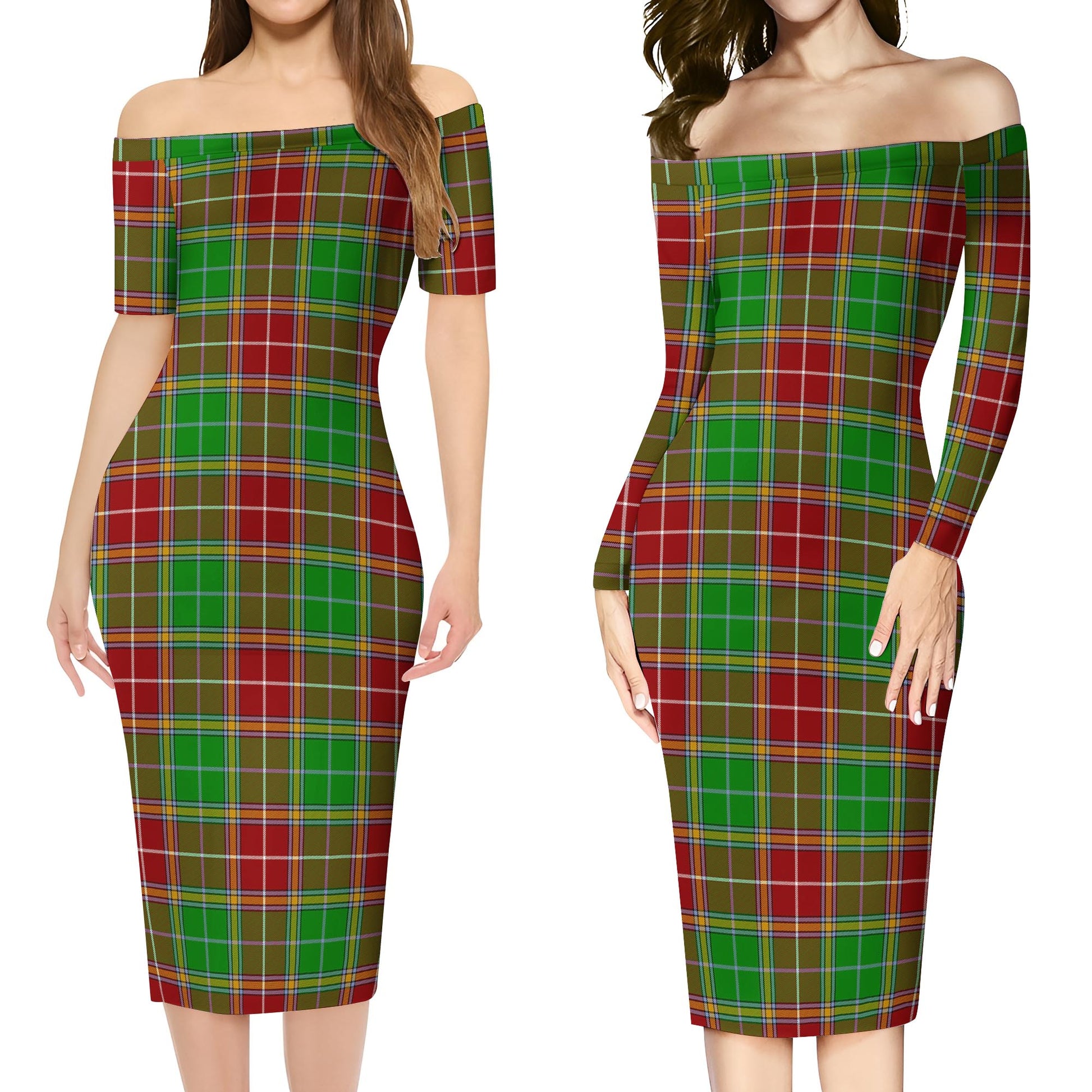 Baxter Modern Tartan Off Shoulder Lady Dress Women's Dress - Tartanvibesclothing