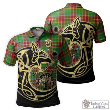 Baxter Modern Tartan Polo Shirt with Family Crest Celtic Wolf Style