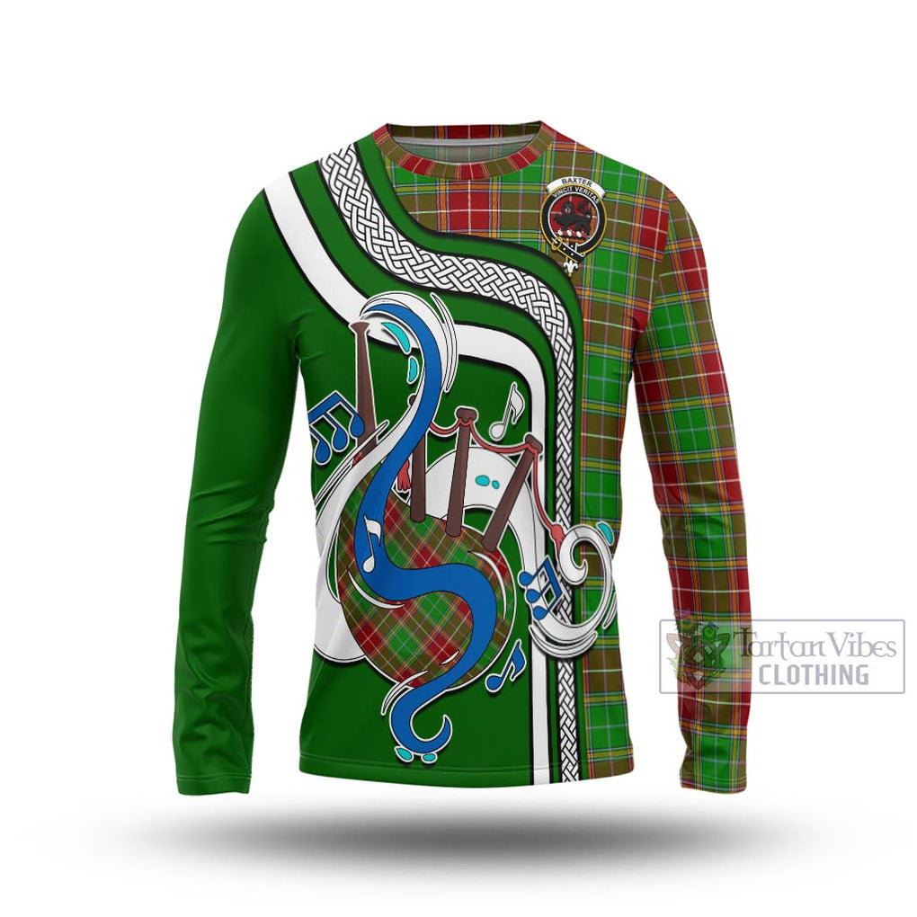 Tartan Vibes Clothing Baxter Modern Tartan Long Sleeve T-Shirt with Epic Bagpipe Style