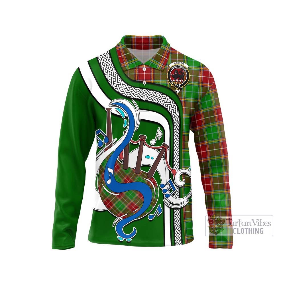 Tartan Vibes Clothing Baxter Modern Tartan Long Sleeve Polo Shirt with Epic Bagpipe Style