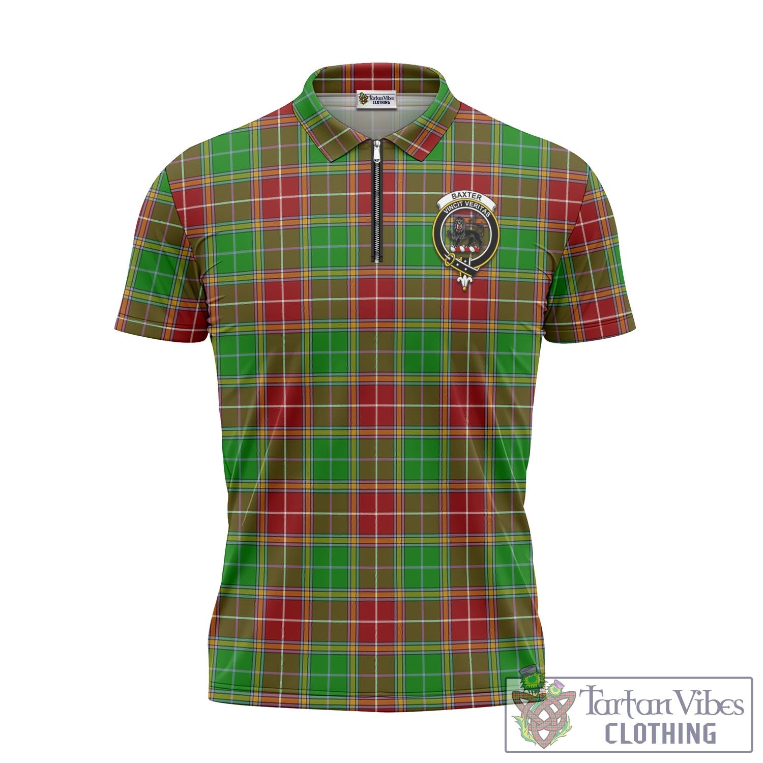 Tartan Vibes Clothing Baxter Modern Tartan Zipper Polo Shirt with Family Crest