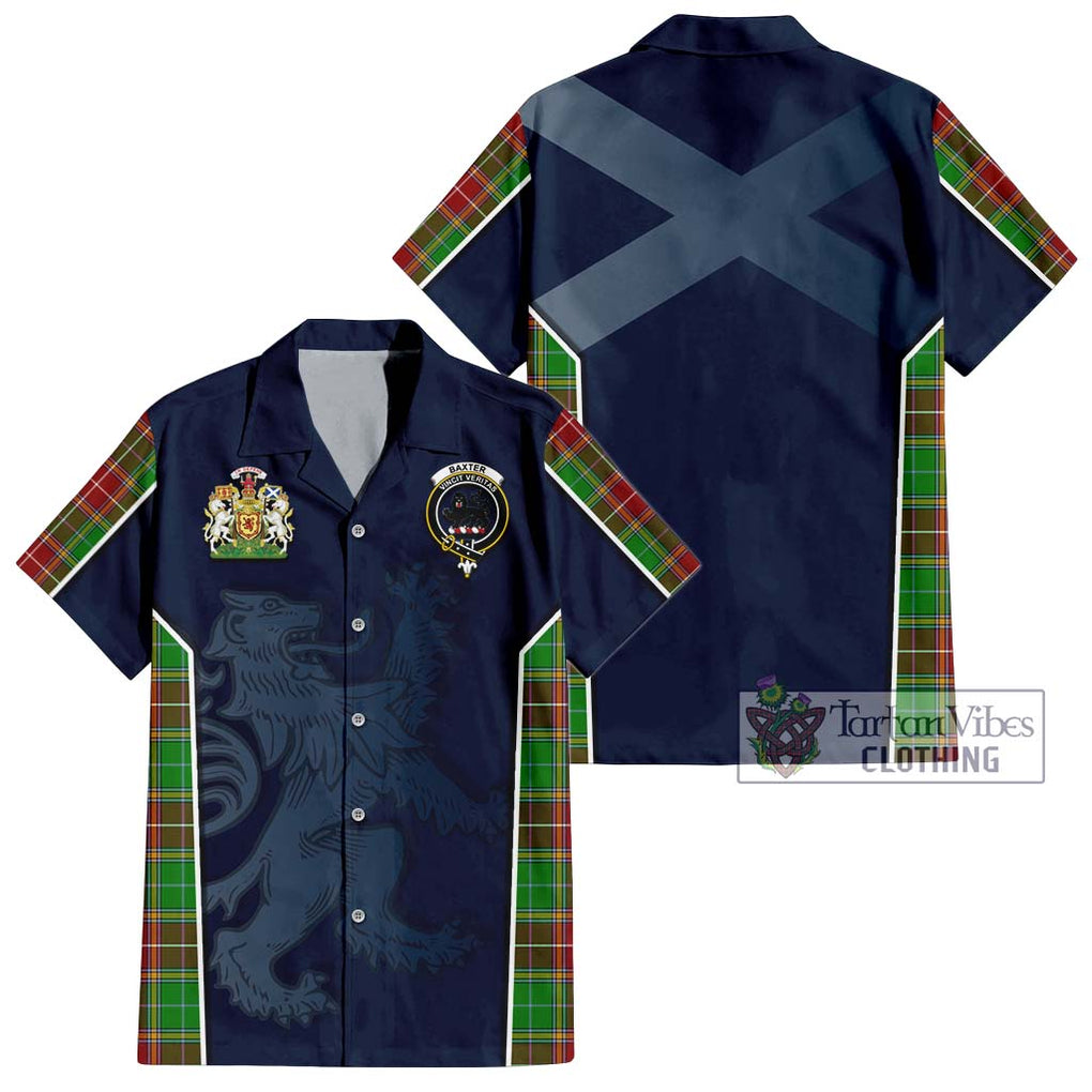 Baxter Modern Tartan Short Sleeve Button Shirt with Family Crest and Lion Rampant Vibes Sport Style Kid - Tartan Vibes Clothing